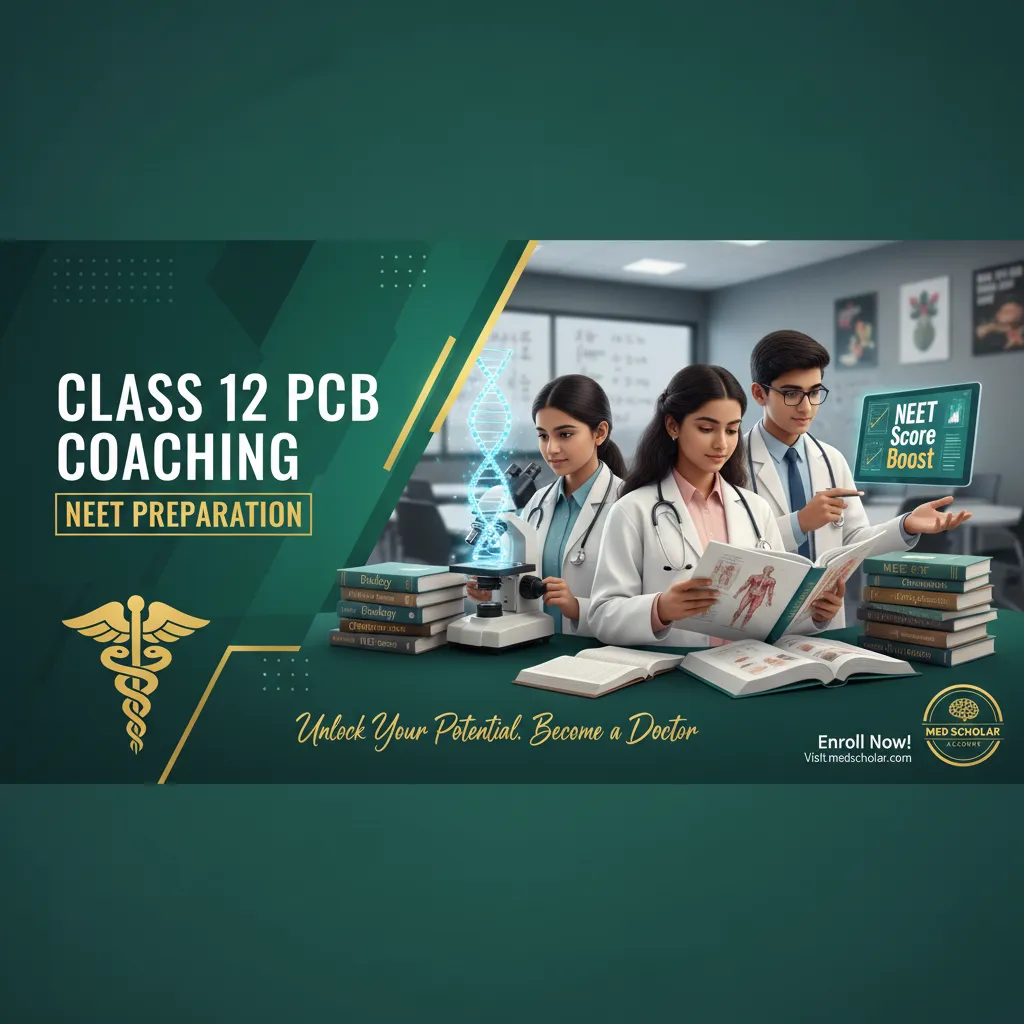 Class 12 PCB Course Banner for NEET Coaching | Biology Physics Chemistry Image