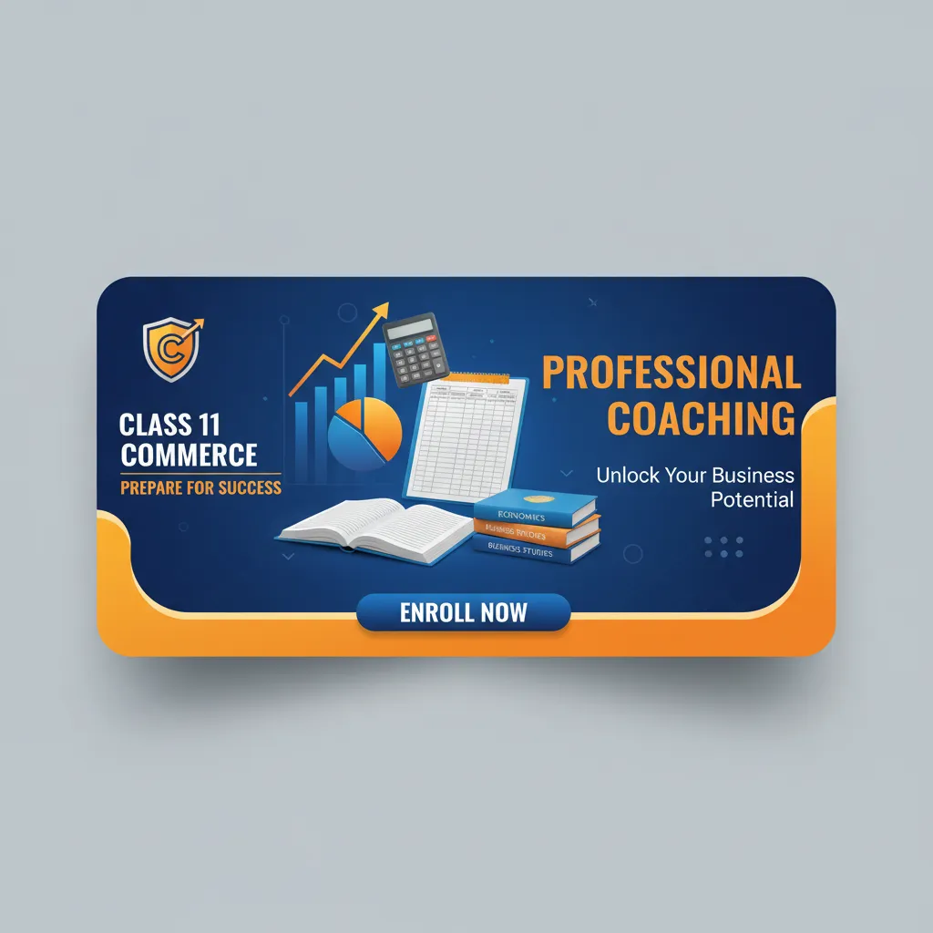 Class 11 Commerce Course Image for Coaching Classes | Accounts Economics Business Studies Banner