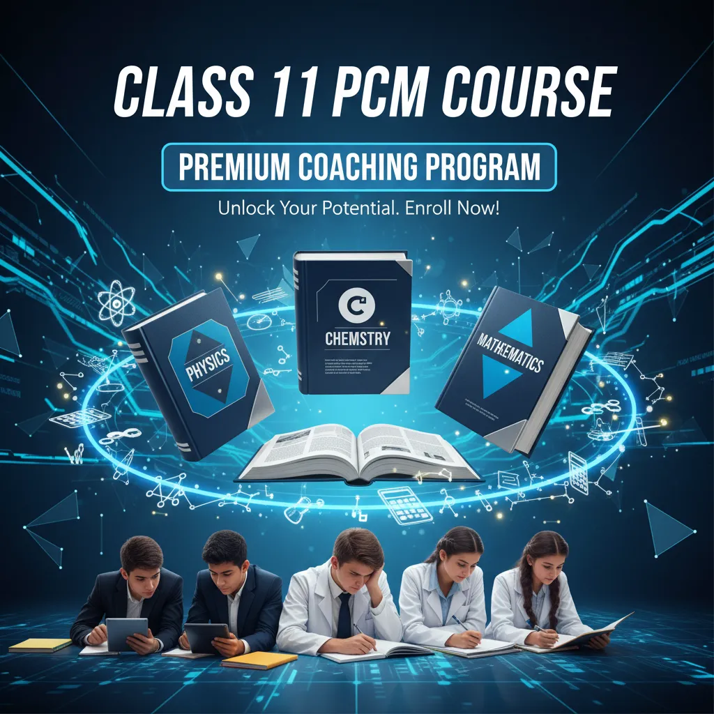Class 11 PCM Course Image for Coaching Institute | Physics Chemistry Maths Banner